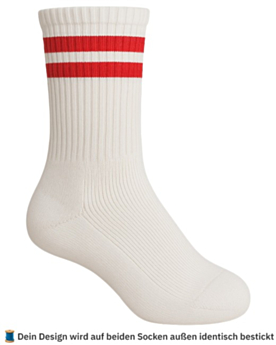 Socken für Kinder mit Stick selbst gestalten White/Red
